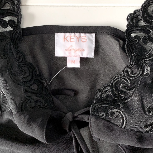 Sheer Tie Front Black Camisole M by Keys Lingerie - Picture 7 of 7